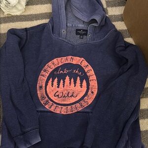 American Eagle Outfitters Blue Graphic Hoodie Sweatshirt